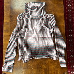 Madewell 100% cotton Striped Turtleneck Knit Top - Rust, Teal, Cream